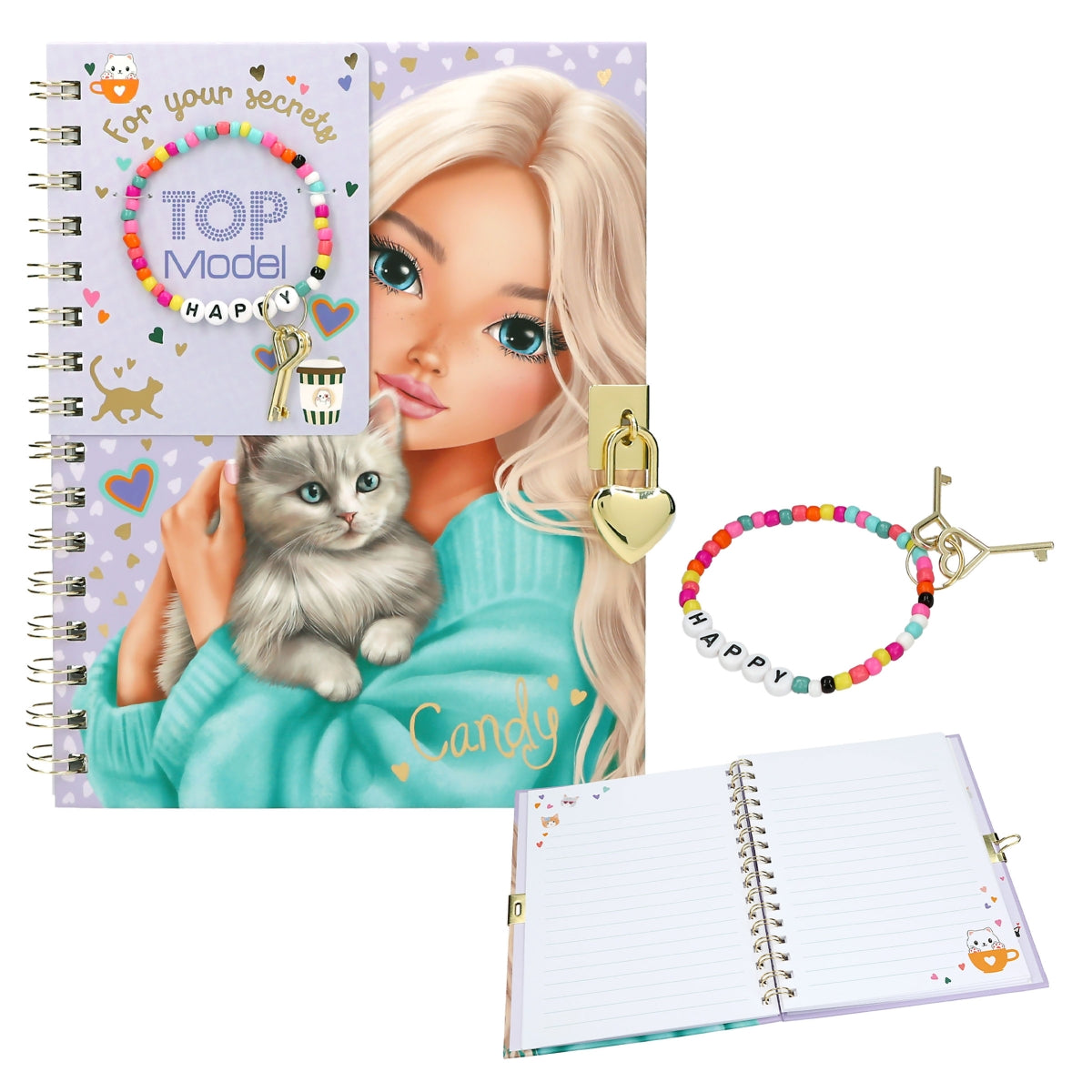 Top Model Diary With Padlock And Bracelet