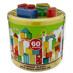 Fun Learning Wooden Blocks with Shape Sorter Lid 60pc