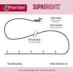 Premier 200 Multi-Action LED Clear Cable Superbrights With Timer White