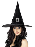 Halloween Adult Black Witches Hat With Silver Buckle