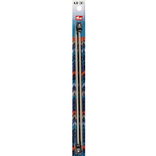 Prym Single Pointed Knitting Pins Aluminium Pearl Grey 25cm x 4mm