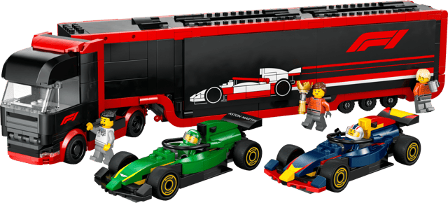 Lego City F1 Truck with RB20 & AMR24 F1 Cars