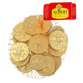 Gold foiled UK milk chocolate coins in net 100g