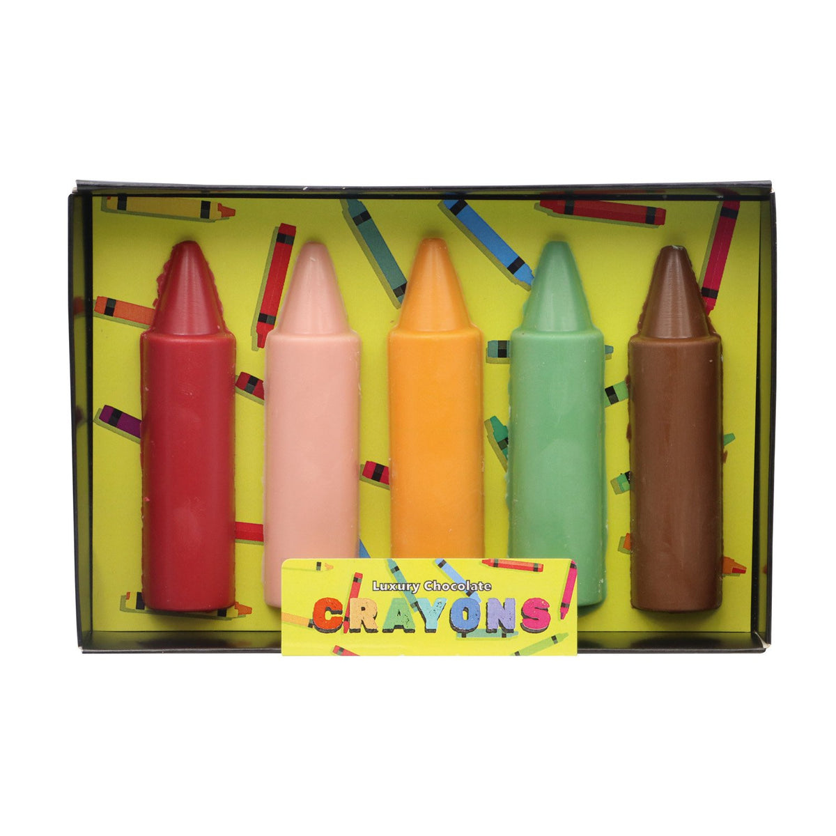 Decorated coloured chocolate crayons in gift box 60g