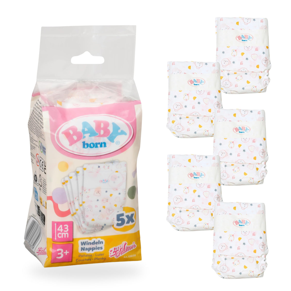 BABY Born Nappies 43cm, 5 pack