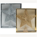 Festive 25cm Glitter Star Tree Topper Boxed Gold or Silver