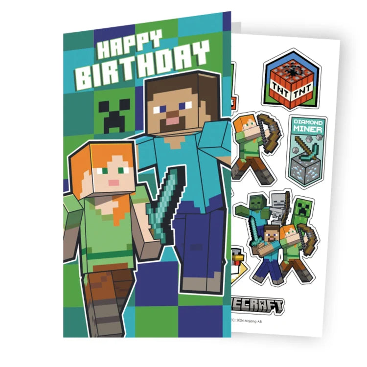 Minecraft Happy Birthday Sticker Card