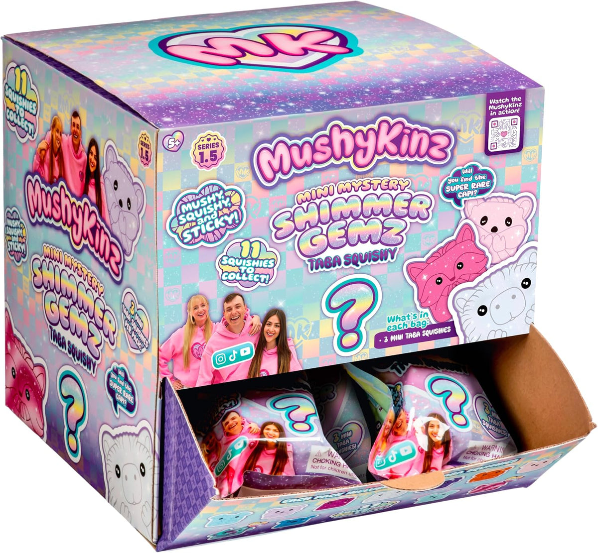MushyKinz Shimmer Gemz Tabba Squishy 3pk