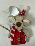 Christmas Mouse in Red Coat Hanging Plush