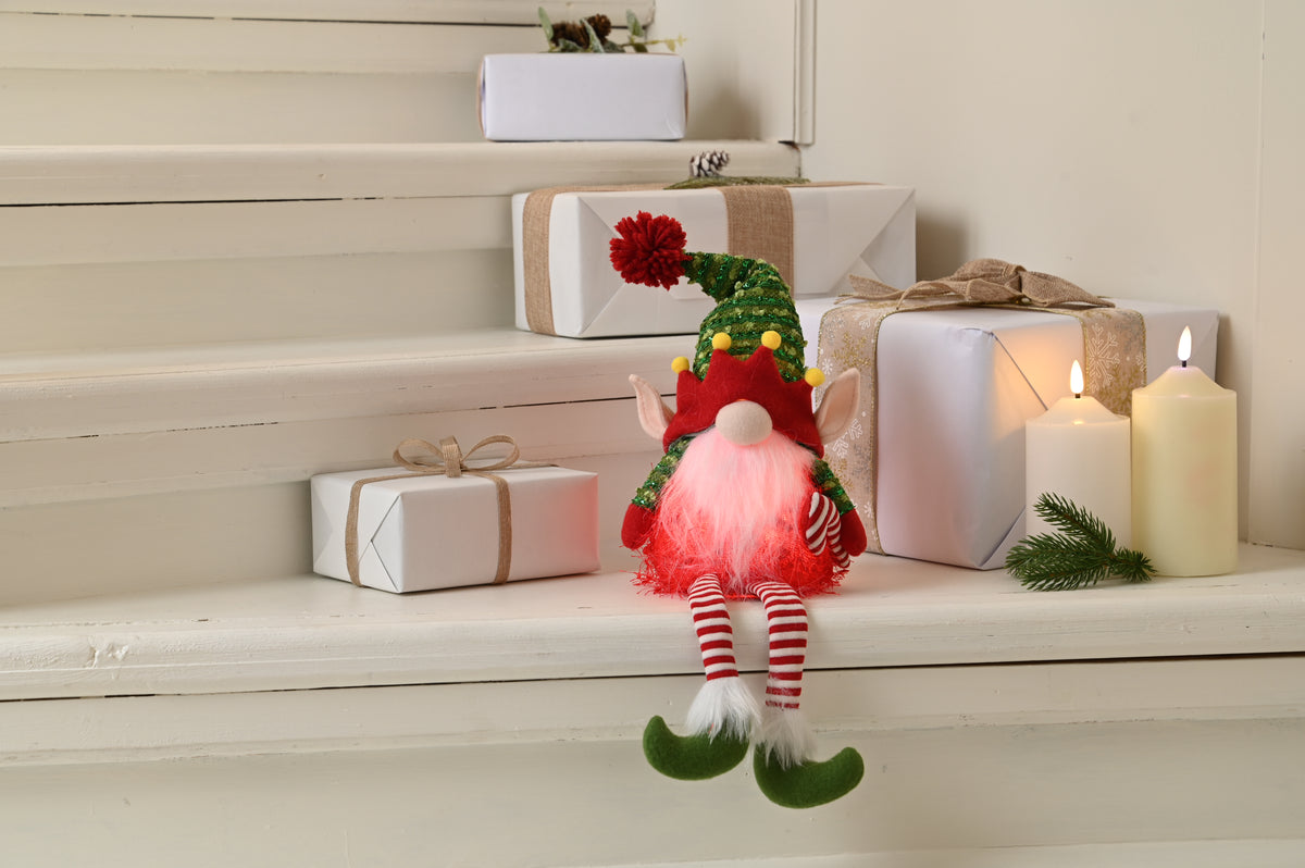 Festive 50cm bo lit dangly leg elf gonk