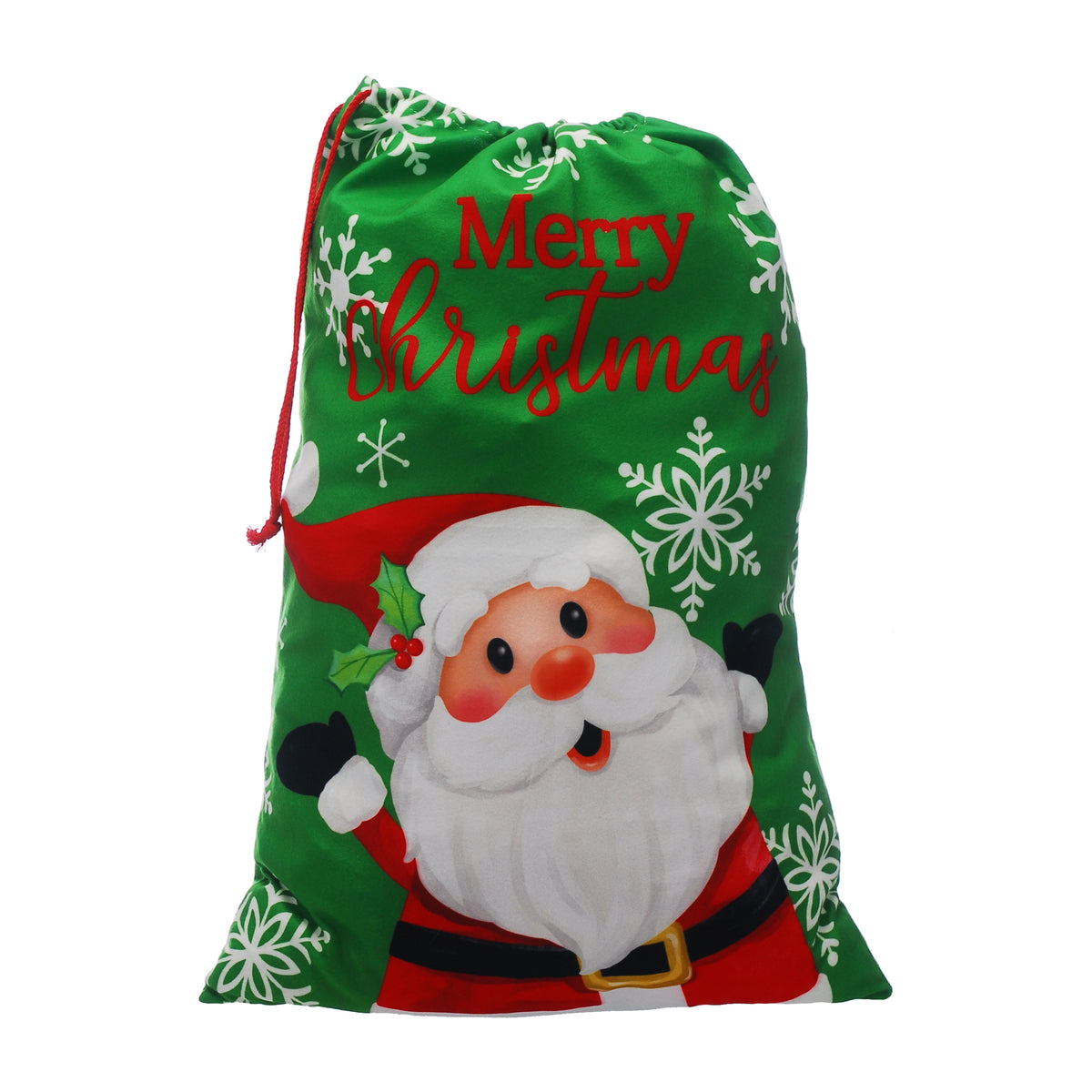 Festive 70cm red fleece sack-jolly santa