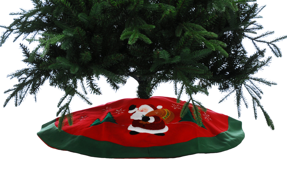 Festive 90cm red / green tree skirt-santa/sack