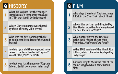 Pub Quiz Trivia Games