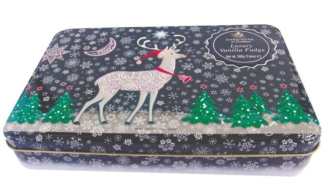 Christmas Reindeer Tin of Vanilla Fudge 400g