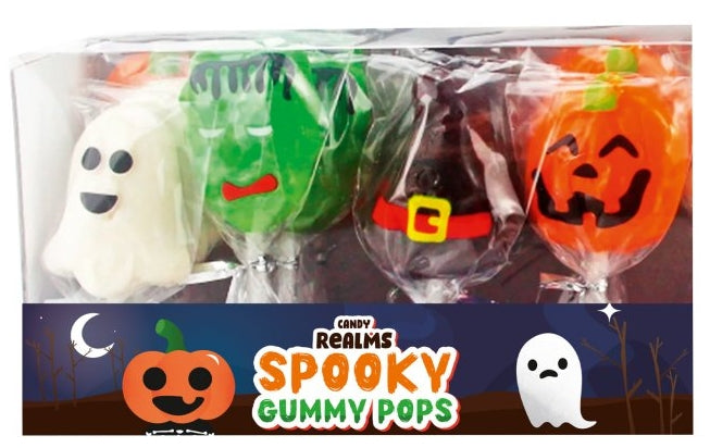 Spooky fruit flavoured gummy pops 22g