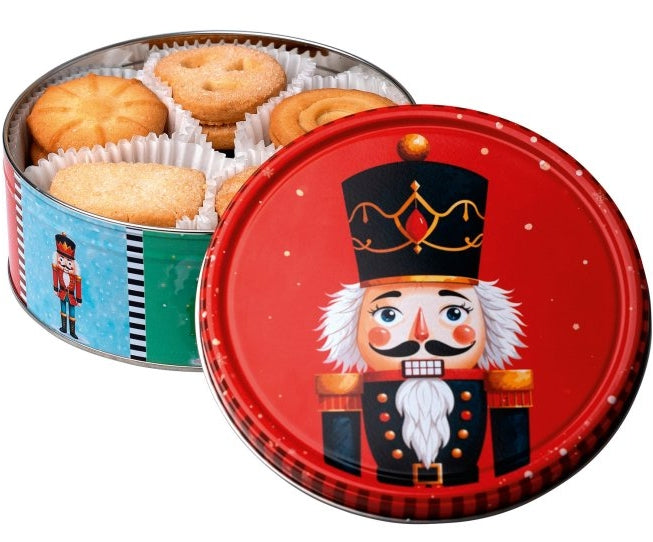 Nutcracker tin of cookies in assorted designs 150g