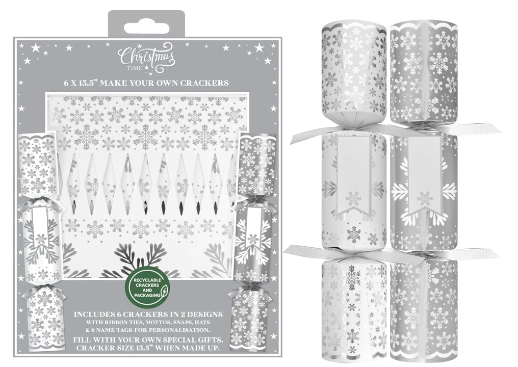 6 x Deluxe MYO Silver Crackers