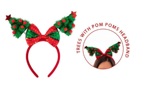 Trees with Pom Poms Novelty Headband