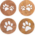 Best of Breed Paw Prints Mango Wood Set of 4 Coasters