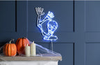 Festive Halloween 35cm Lit White Waving Skeleton Sihoutte