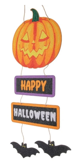 Crystal Art Hanging Decoration Happy Halloween Sign