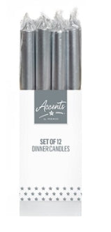 Premier 25cm Dinner Candle - Silver