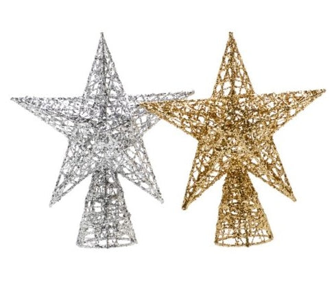 Festive 17cm Gold or Silver Star Tree Topper
