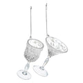 Premier 10cm Clear Silver Wine Glass Hanging Decoration