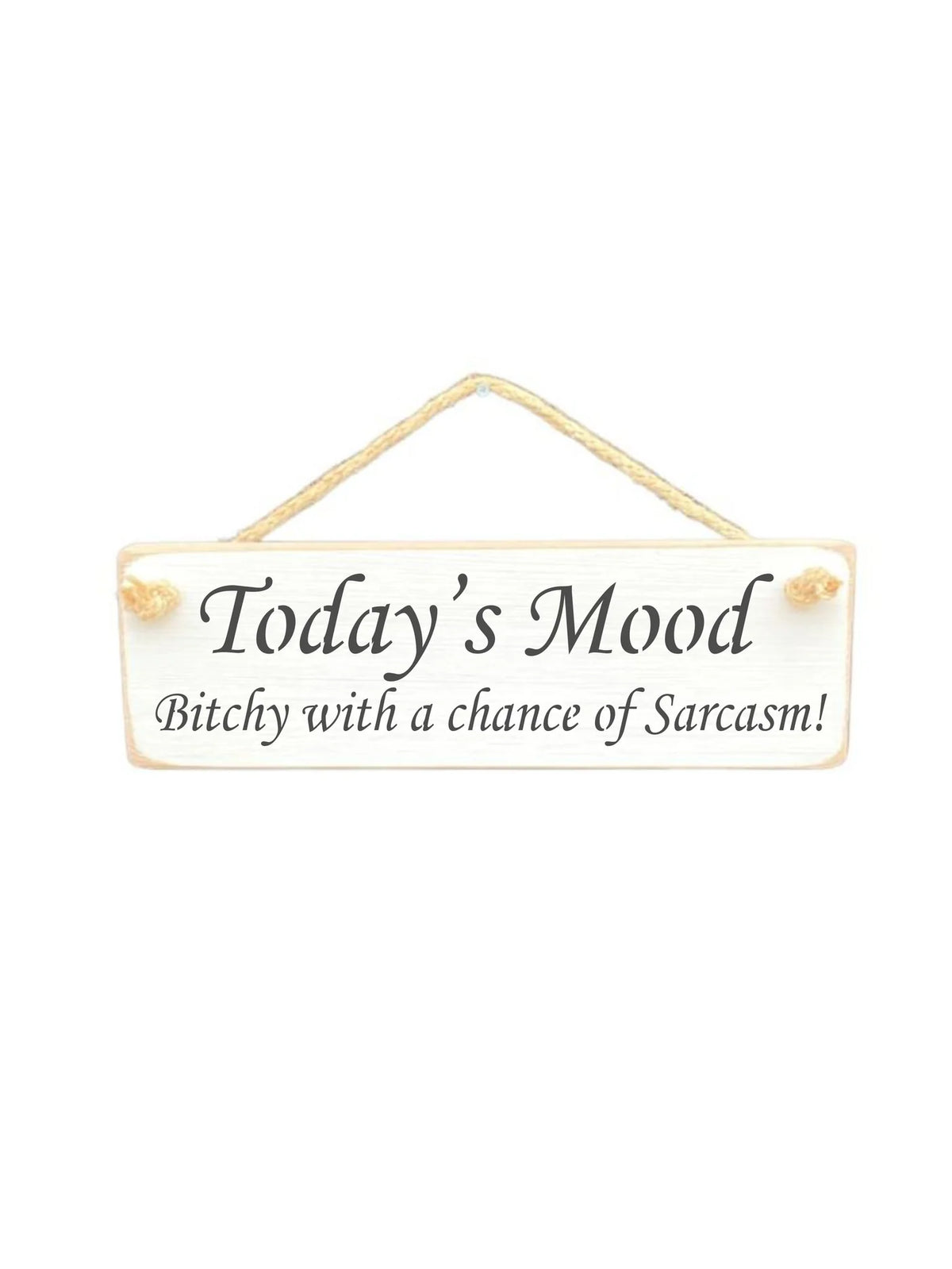 Hanging Sign - White - Todays Mood Bitchy With A Chance Of Sarcasm