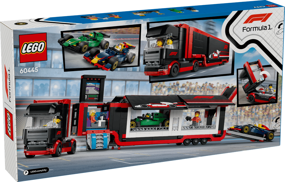 Lego City F1 Truck with RB20 & AMR24 F1 Cars