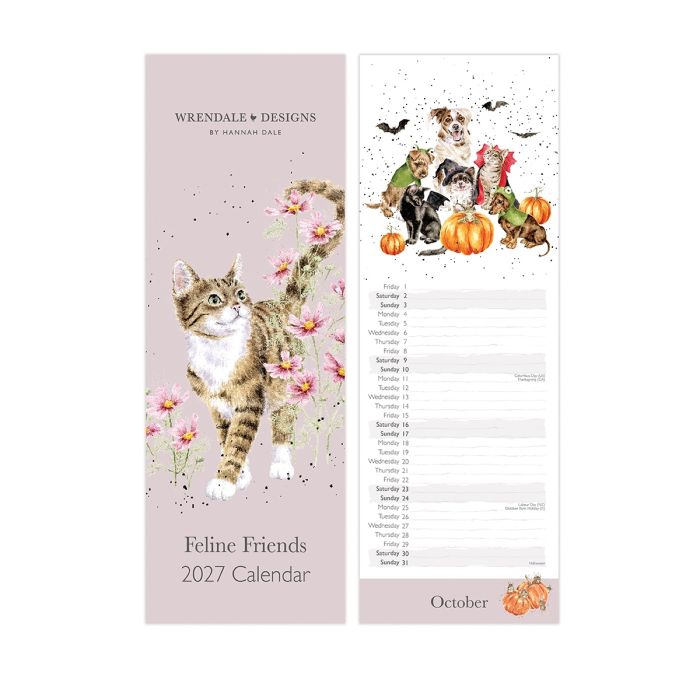 Wrendale 2027 Feline Friends' Cat Slim Calendar