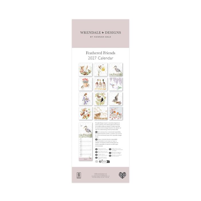 Wrendale 2027 Bird Slim Calendar