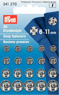 Prym Sew On Snap Fasteners Silver