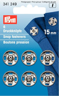 Prym Sew On Snap Fasteners 15mm Silver