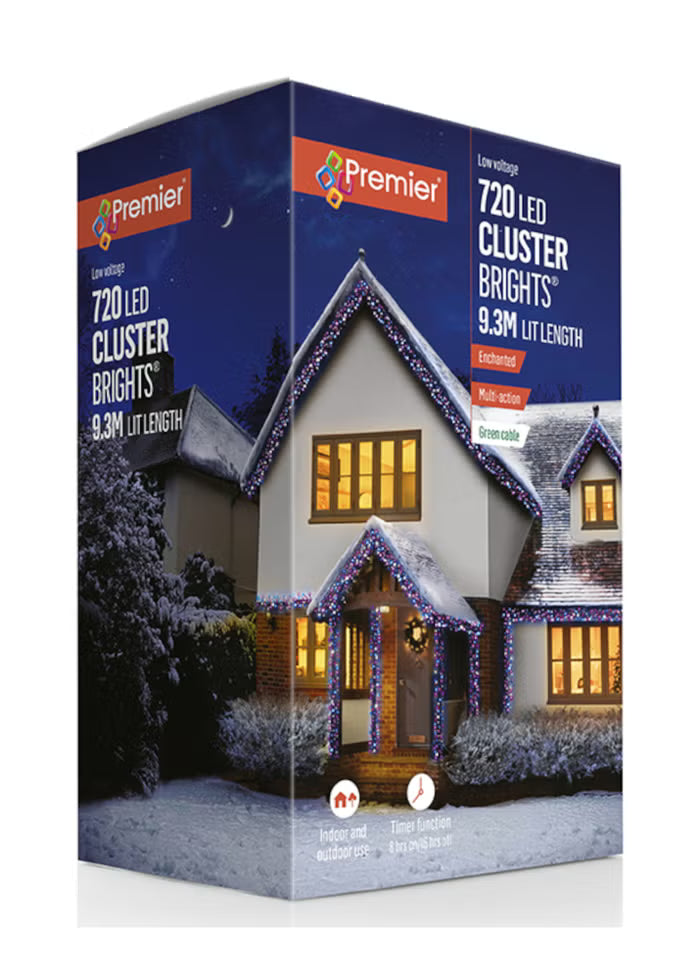 Premier 720 Multi-Action LED Clear Cable Cluster Lights With Timer Enchanted