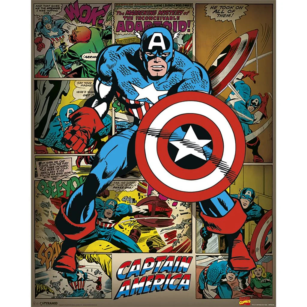 10 Marvel Comics - Captain America (retro) Small Poster
