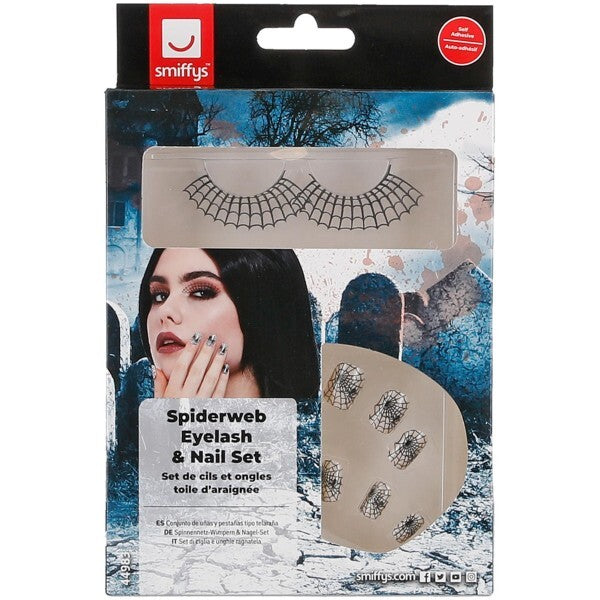 Halloween Spiderweb Eyelash And Nails Set