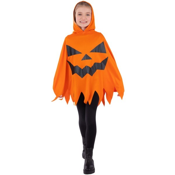 Halloween Kids Unisex Orange Pumpkin Poncho