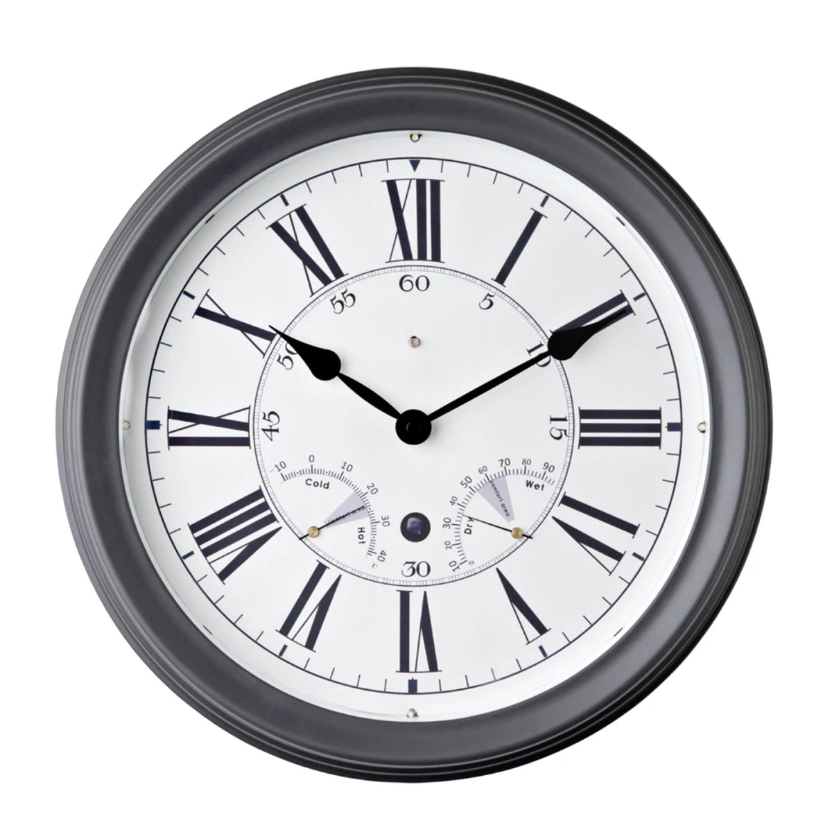 Hometime 35.5cm Wall Clock with Led Light Roman Dial - Grey