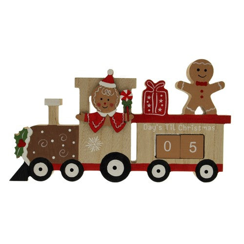 Wooden Gingerbread Train Christmas Countdown 22cm