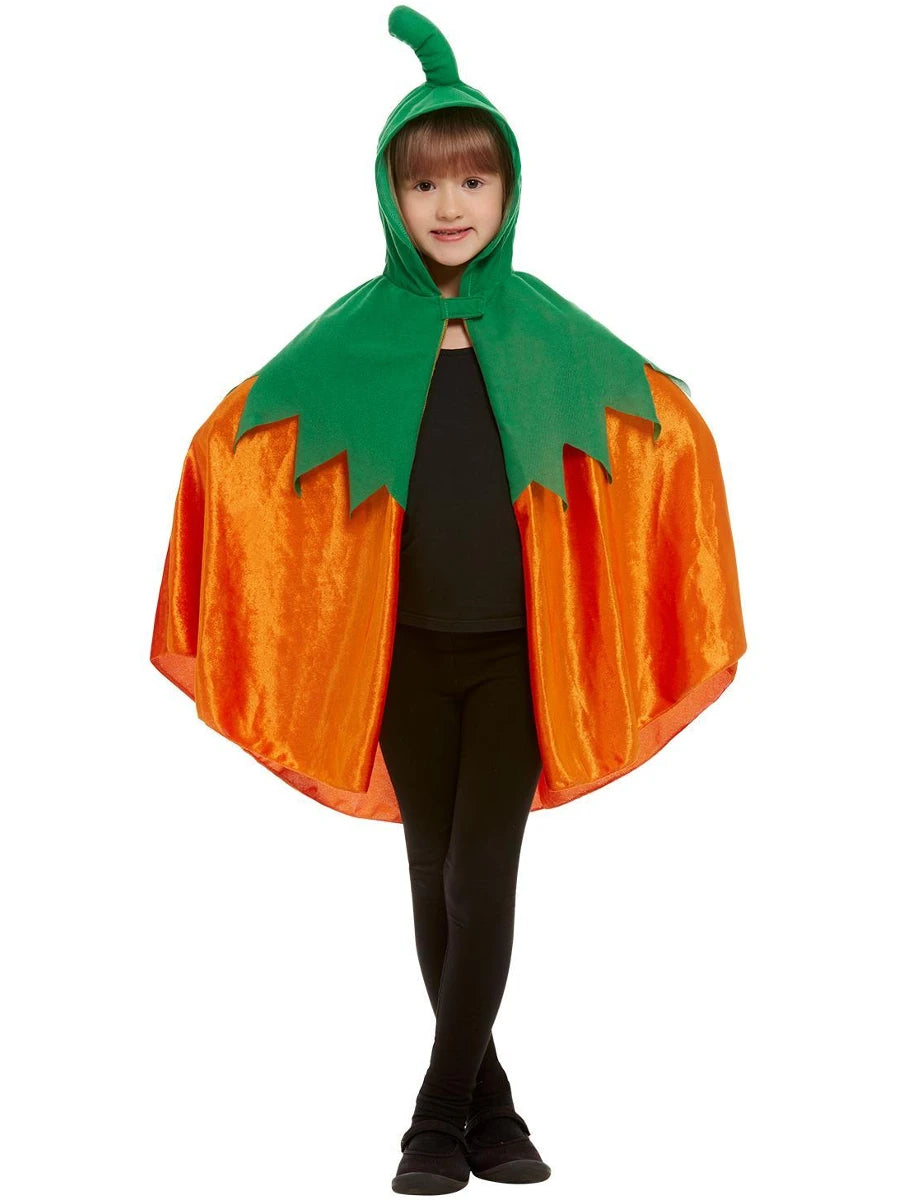 Halloween Pumpkin Hooded Cape Kids
