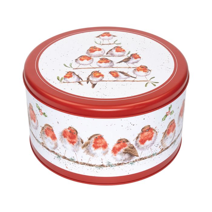 Wrendale - Christmas Medium Round Tin - Traditional Red