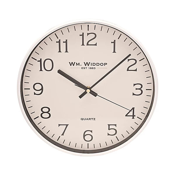 WM Widdop 30cm Slim Line Cased Wall Clock - White
